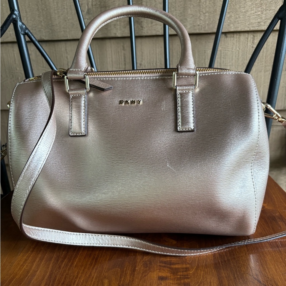 DKNY Metallic Gold Satchel HandBag Crossbody